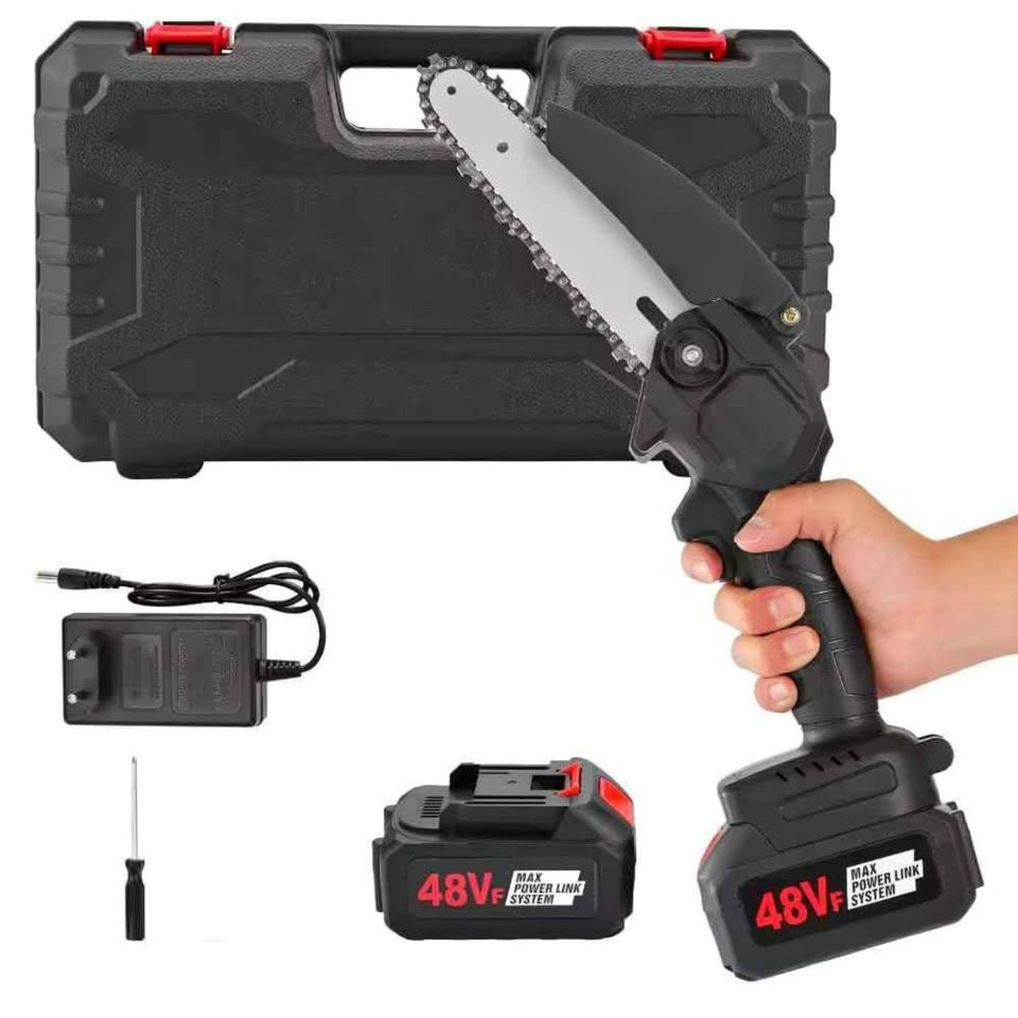 Cordless Battery Powered Electric Chainsaw for Tree Trimming, Wood Cutting