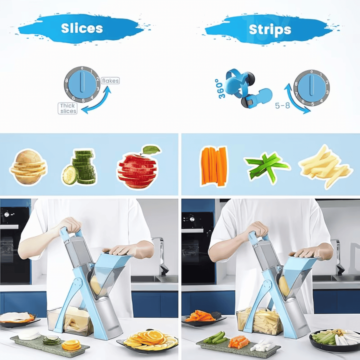 Adjustable Vegetable Slicer & Mandoline – Safe, Compact & Perfect for Meal Prep