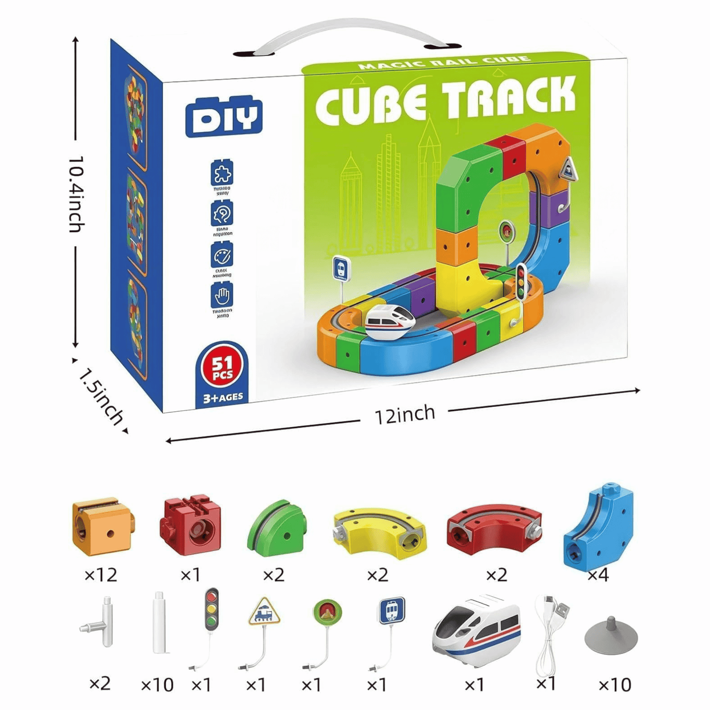 Electric Train Set with 3D Magic Flexible Race Tracks – Gravity-Defying STEM Toy (51 Pieces)