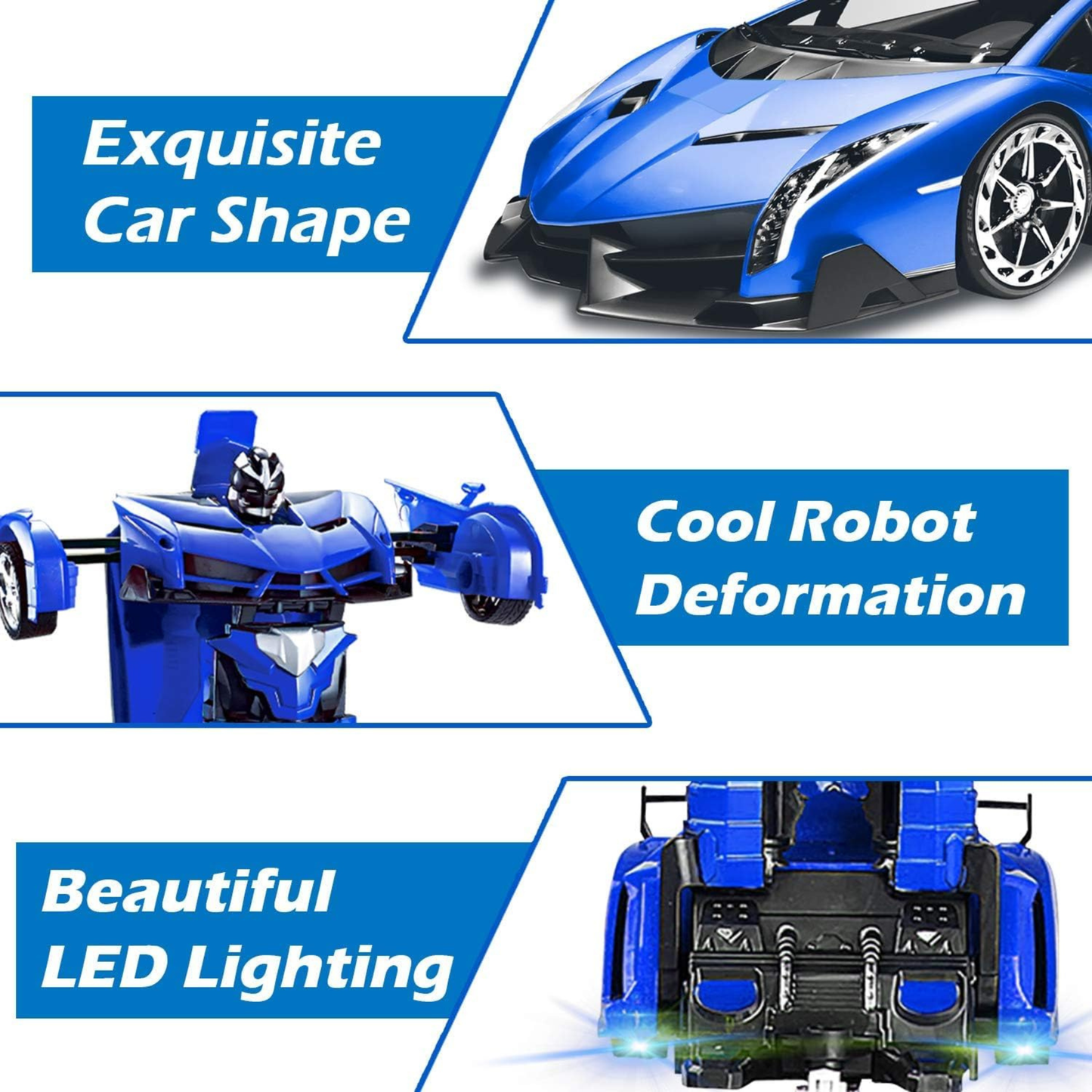2-in-1 Transforming Remote Control Car Robot – One-Click Conversion with Rechargeable Battery
