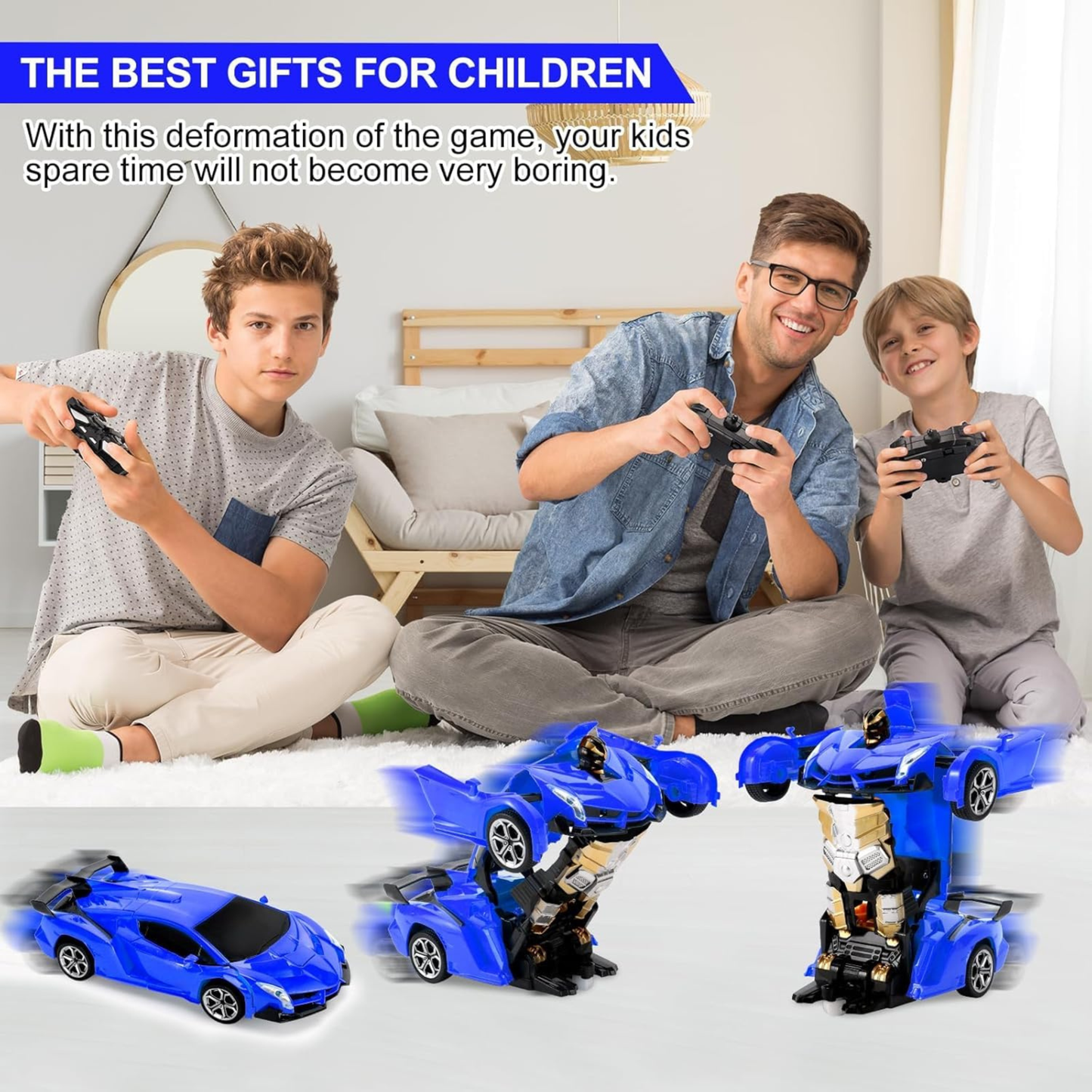 2-in-1 Transforming Remote Control Car Robot – One-Click Conversion with Rechargeable Battery