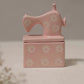 Handmade Kawaii Miniature Dollhouse Pink Ceramic Sewing Machine Trinket Box